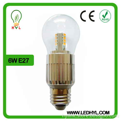 Clear cover led light warm white led lamp high quality 6W E27 led plastic flower candle light